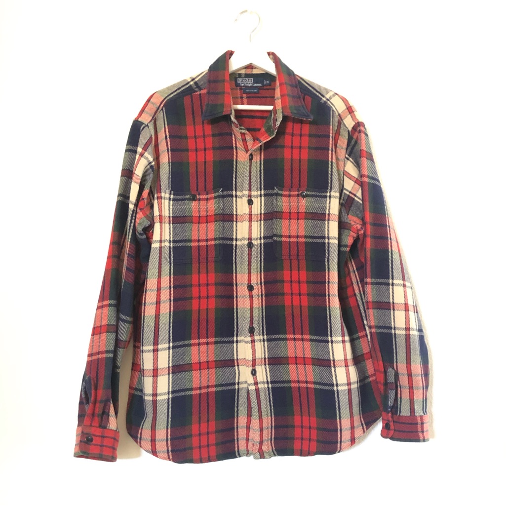 Polo By Ralph Lauren Vintage Men’s Plaid Shirt Utility Jacket/Work Shirt Size M